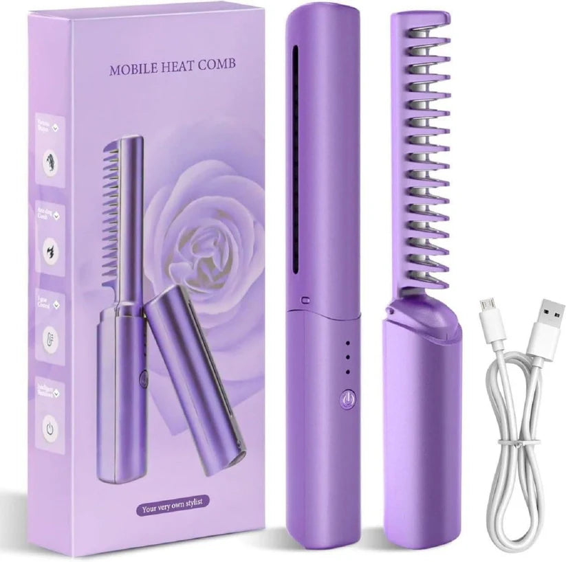 Meneflix Portable Mini Hair Straightener Cordless Rechargeable Comb