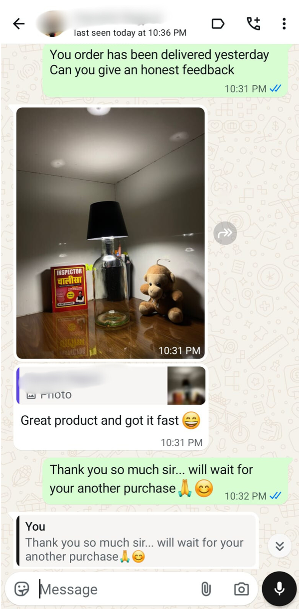 Customer WhatsApp Review