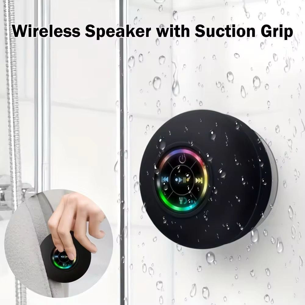 Waterproof Bluetooth Speaker with Suction Cup & LED lighting