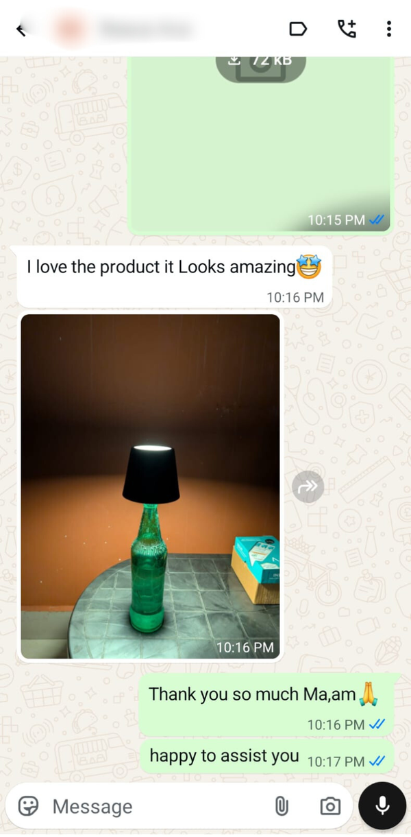 Customer WhatsApp Review