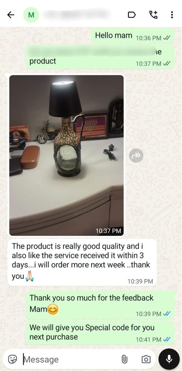 Customer WhatsApp Review