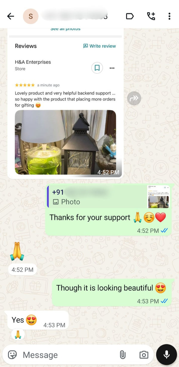 Customer WhatsApp Review